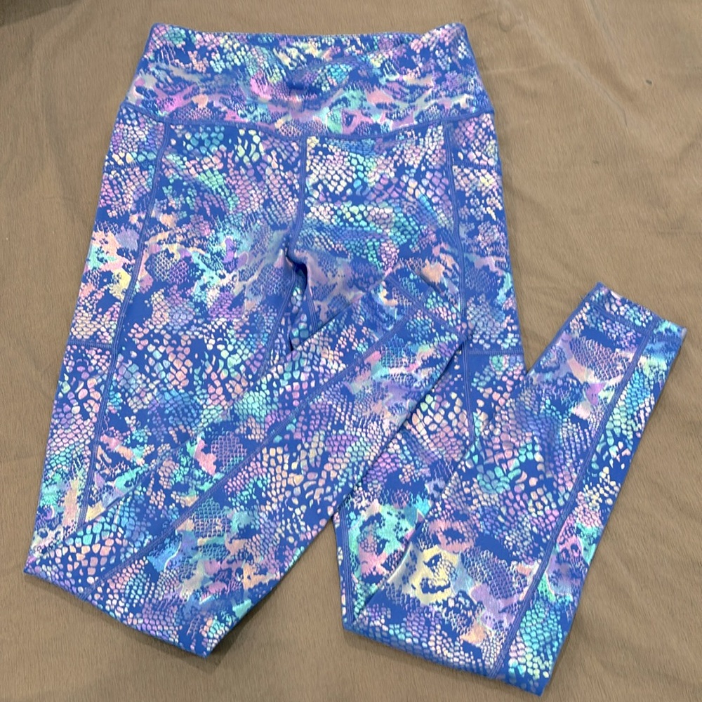 Blue glisten leggings by CVG.